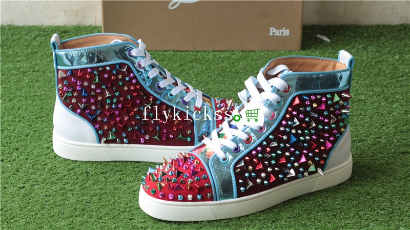 Christian Louboutin Colorful Spike High Top Flat Sneakers